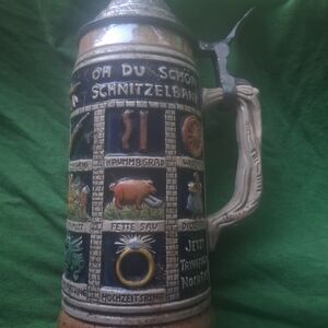 Vintage German Beer Stein with Relief Art